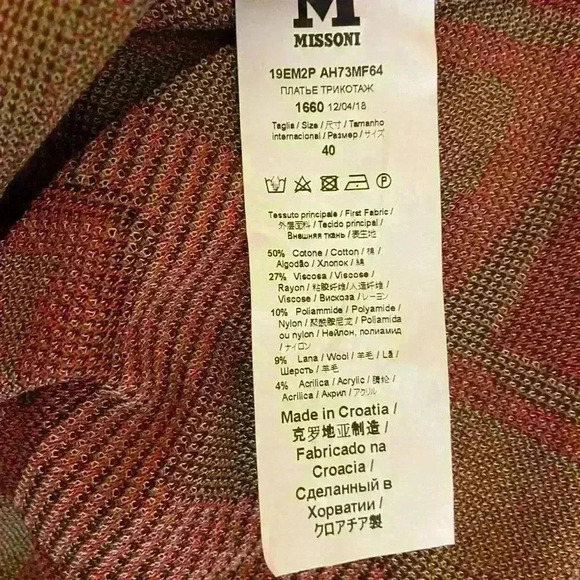 M Missoni Ladies Knit Sleeveless Dress W/Band Collar- Asymmetrical Hem Size 40 - Picture 11 of 11